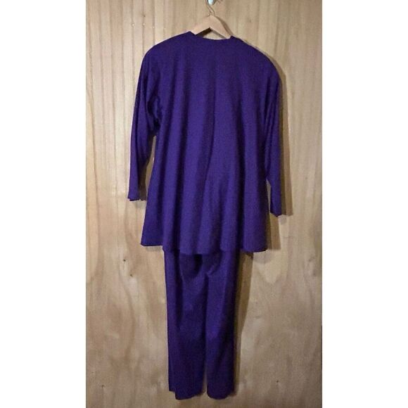 Vintage Purple Wool Halter Jumpsuit Women's Size 6  Sleeveless w/ Open Cardigan - Picture 3 of 11